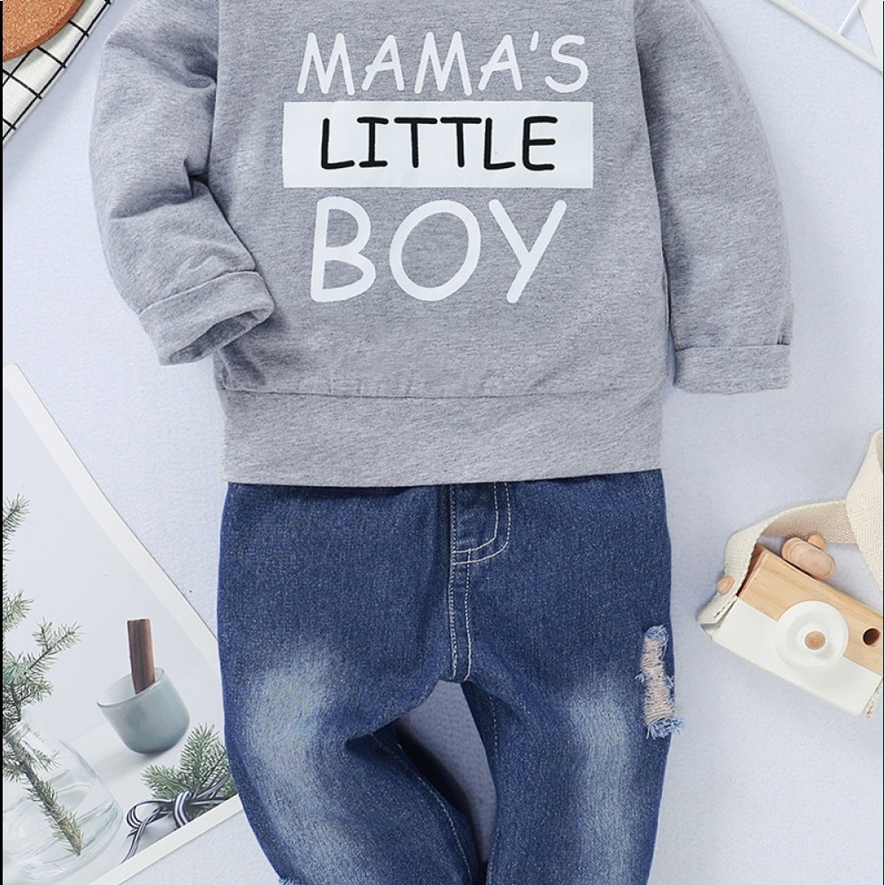 NWOT Boys Graphic Long sleeve Tee and Jean Set. Size: 2-3T, Color: Gray